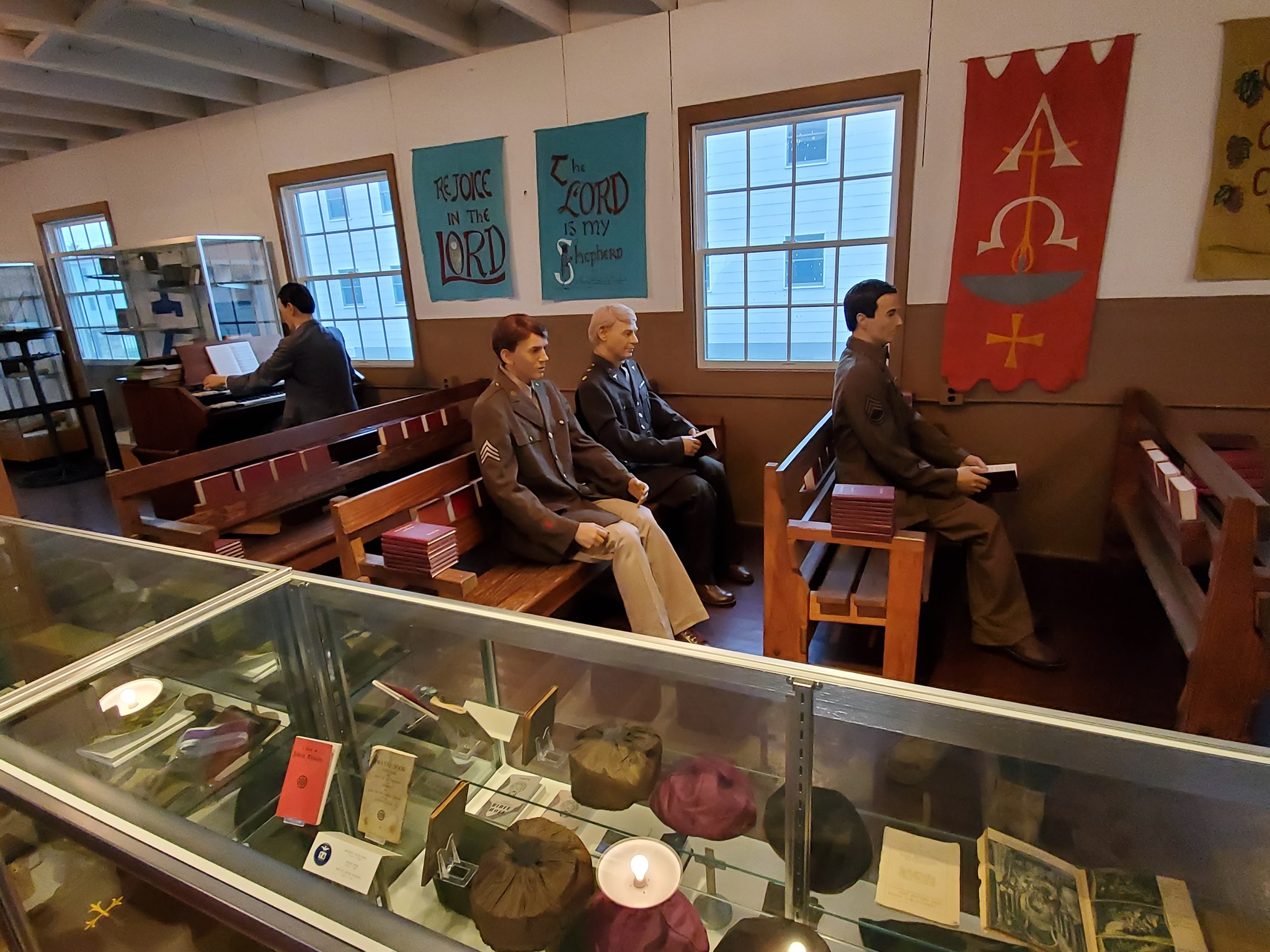 A museum exhibit featuring a sanctuary inside Fort McCoy's Historical Center.